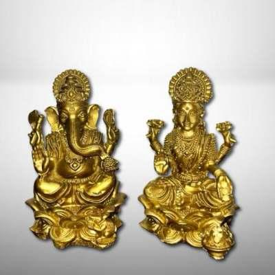 Beautiful Golden Laxmi Ganesh Idol Set – Perfect for Diwali, Puja & Gifting